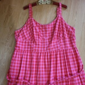Lane Bryant Vibrant Pink and Red Gingham Check Maxi Dress Sz 22